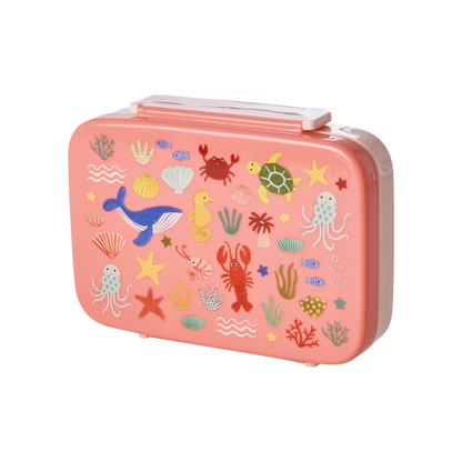 Lunch box Rice Ocean Print corallo con animali marini e sei scomparti per il pranzo dei bambini