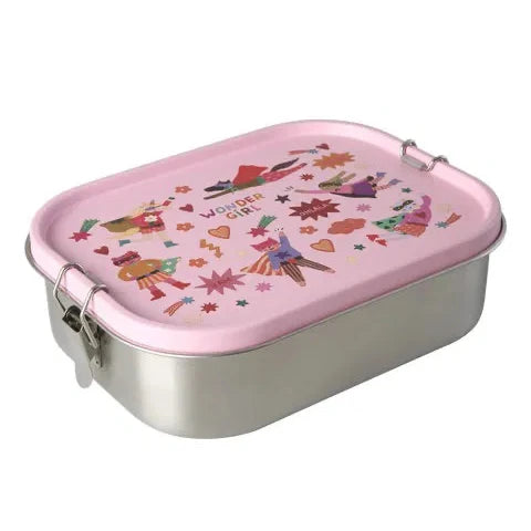 lunch box bambini rice rosa acciaio inox hero print