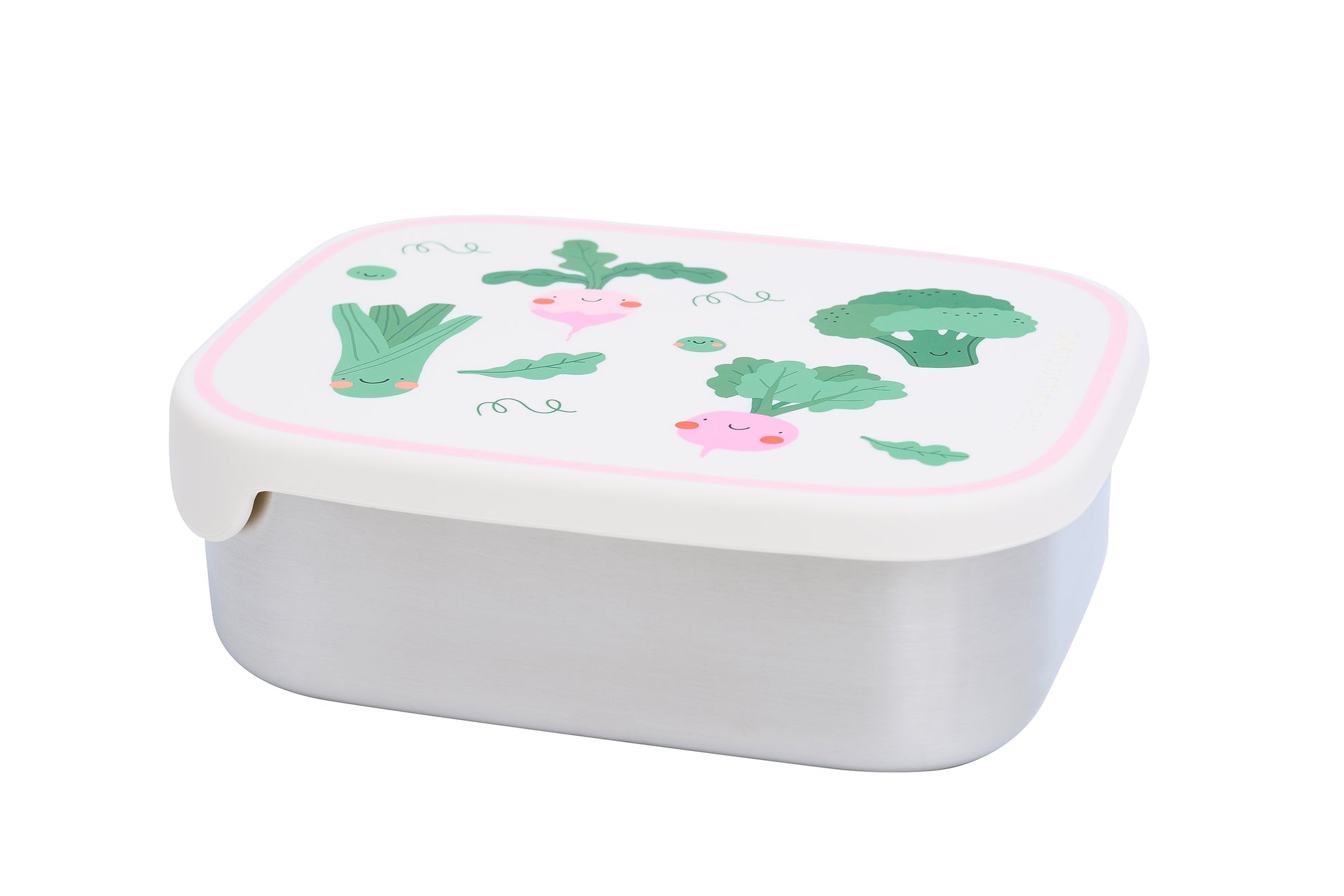 Lunch box Veggie Pals con coperchio in silicone alimentare e design colorato