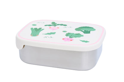 Lunch box Veggie Pals con coperchio in silicone alimentare e design colorato
