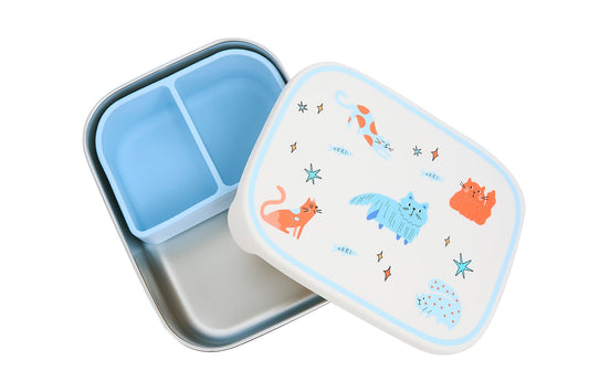 Lunchbox acciaio inox The Cotton Cloud Meowtiful Cats con coperchio in silicone