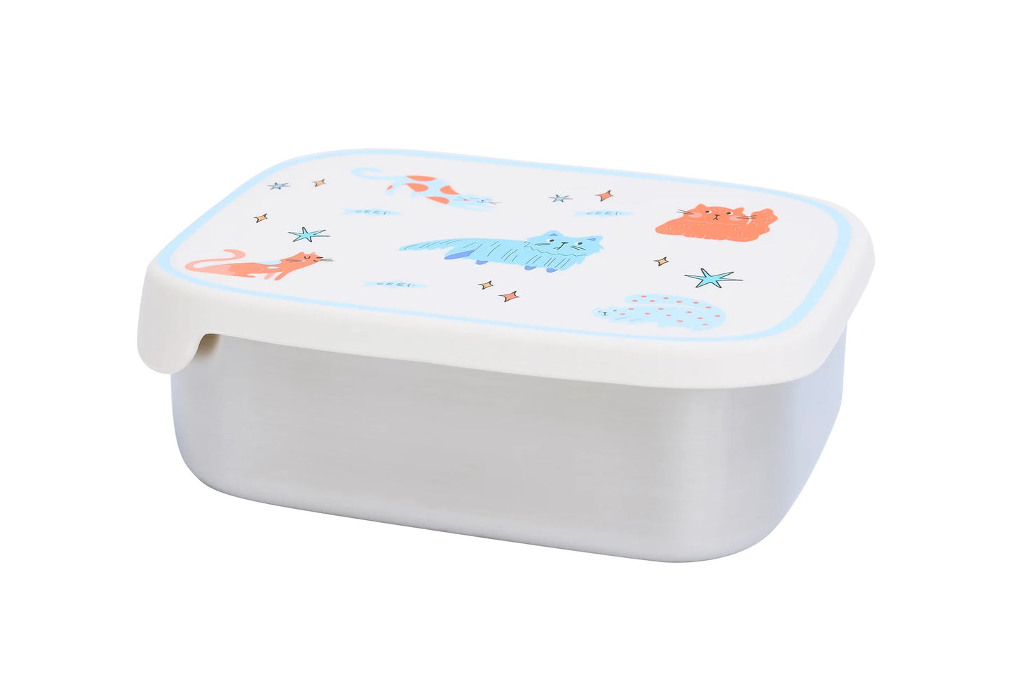 Dettaglio interno lunchbox The Cotton Cloud Meowtiful Cats con tre scomparti removibili