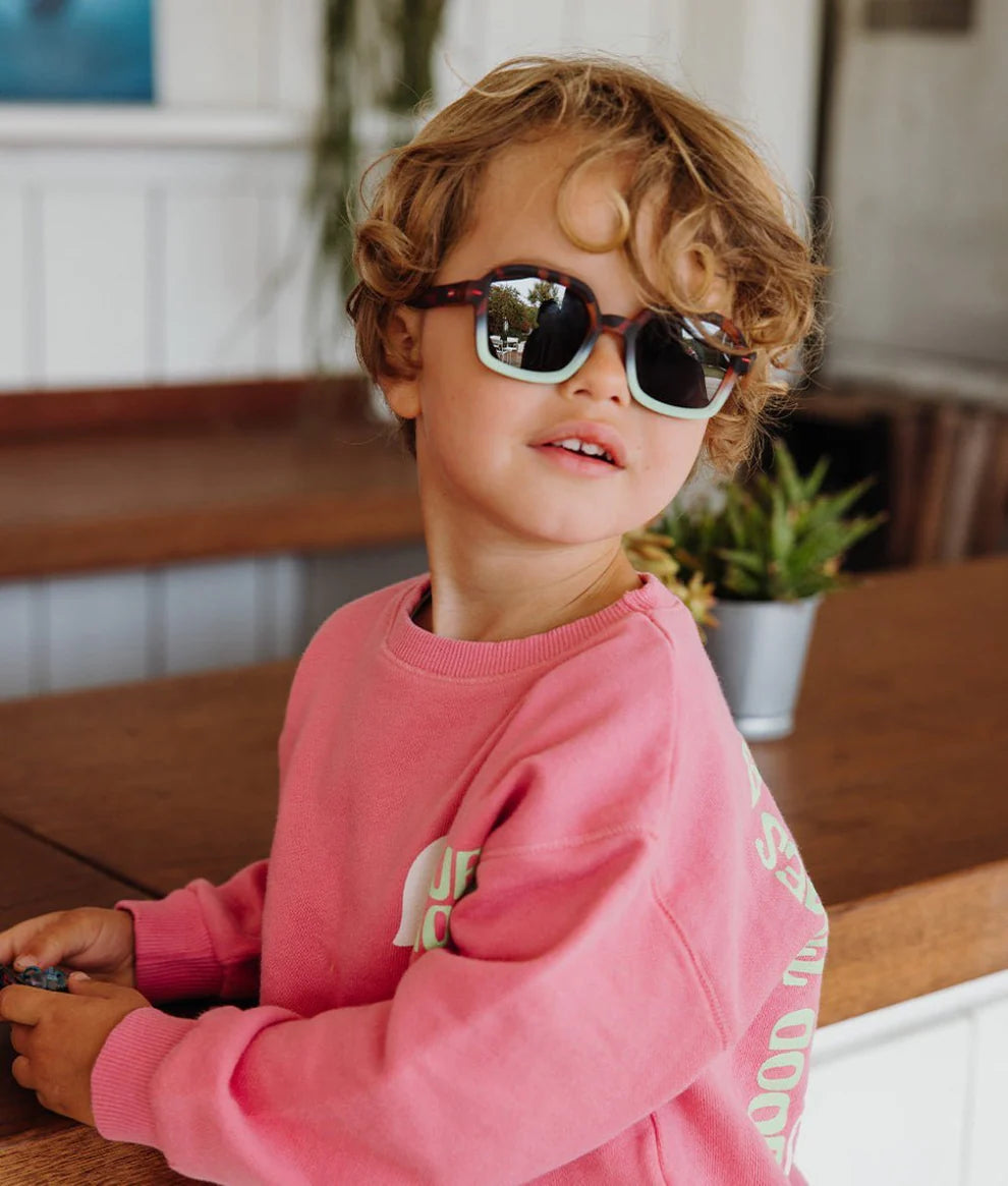 Occhiali da Sole Bambino Hello Hossy Craky Mint – Tartarugato con Bordo Mint