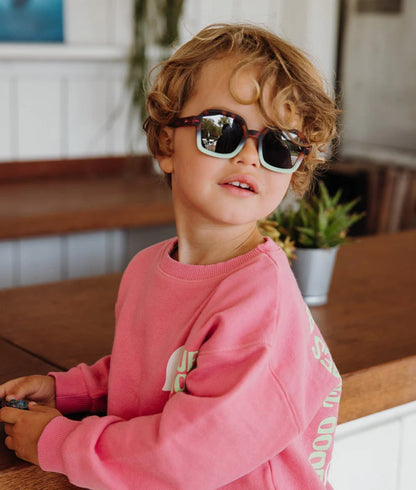 Occhiali da Sole Bambino Hello Hossy Craky Mint – Tartarugato con Bordo Mint