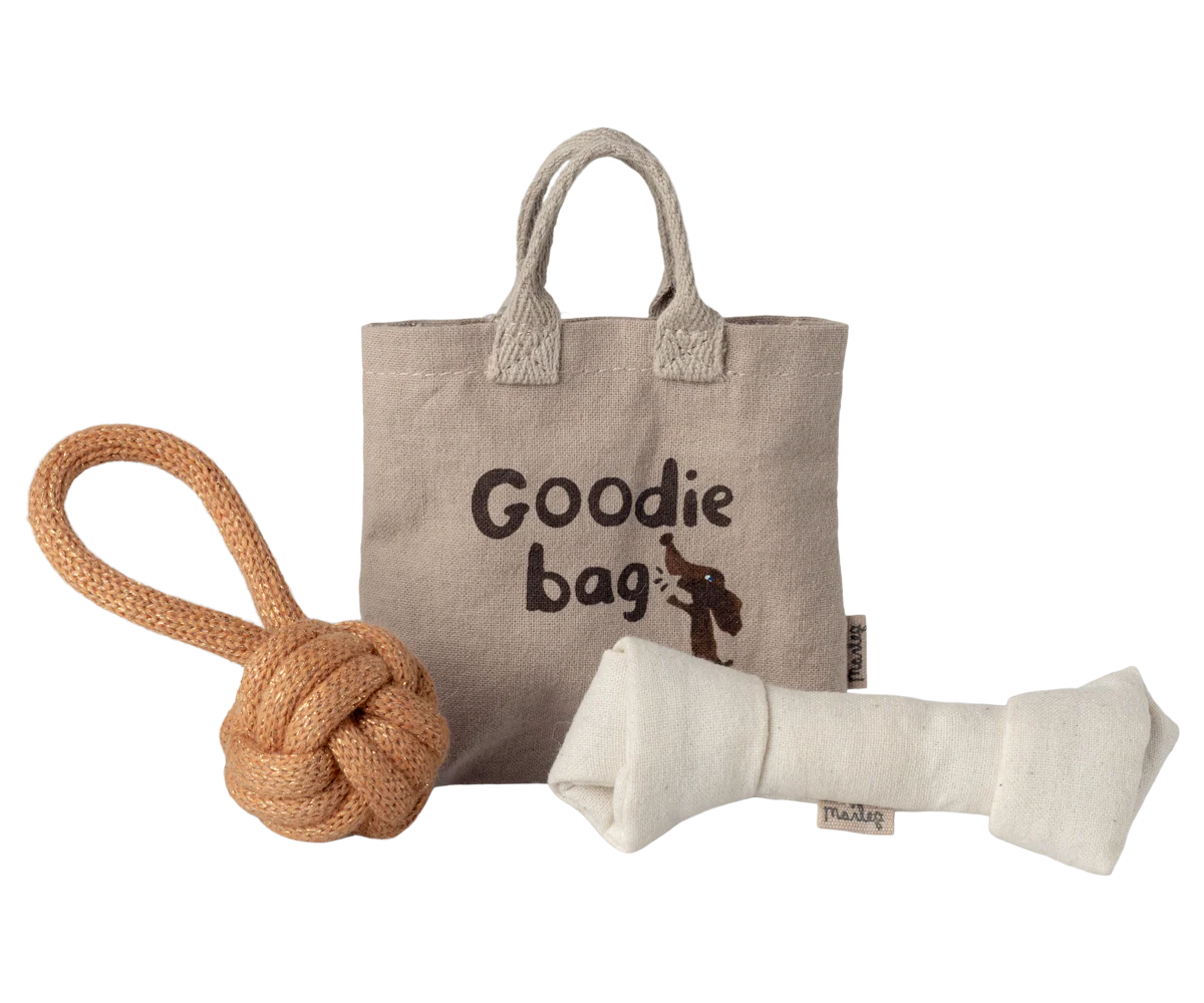 Maileg Goodie Bag accessori per cuccioli con borsina e osso magnetico
