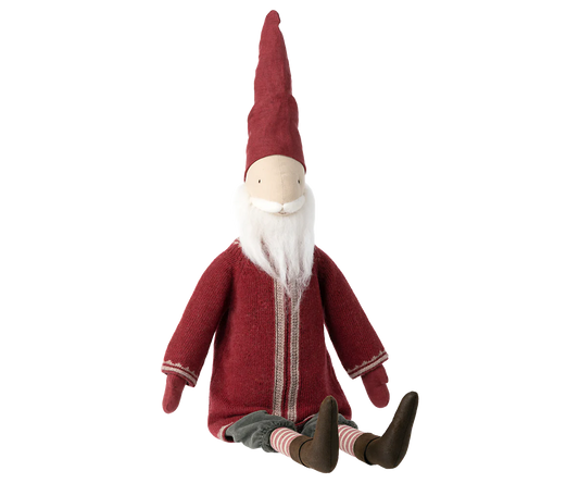 Pupazzo decorativo Maileg Babbo Natale Small 85 cm con maglione in lana e cappello rosso a punta