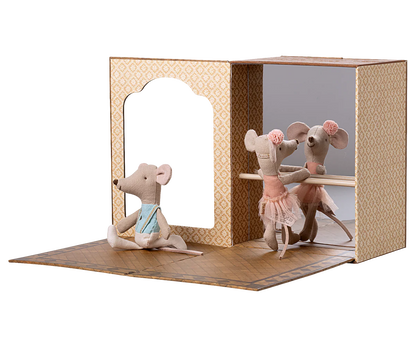 Topolini Maileg ballerini con studio di danza – gioco creativo in scatola