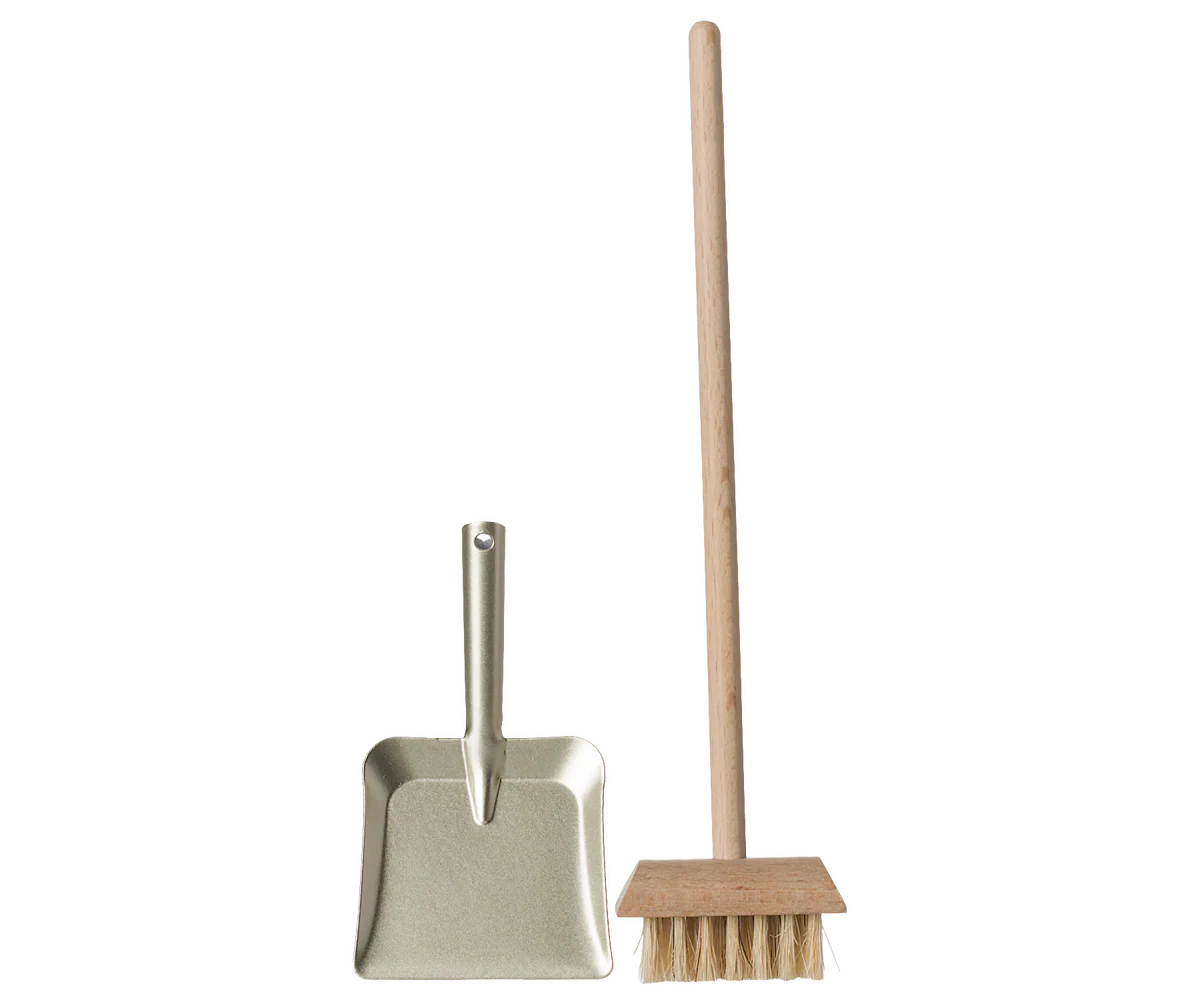 Set miniatura Maileg scopa in legno e paletta in metallo per casa delle bambole