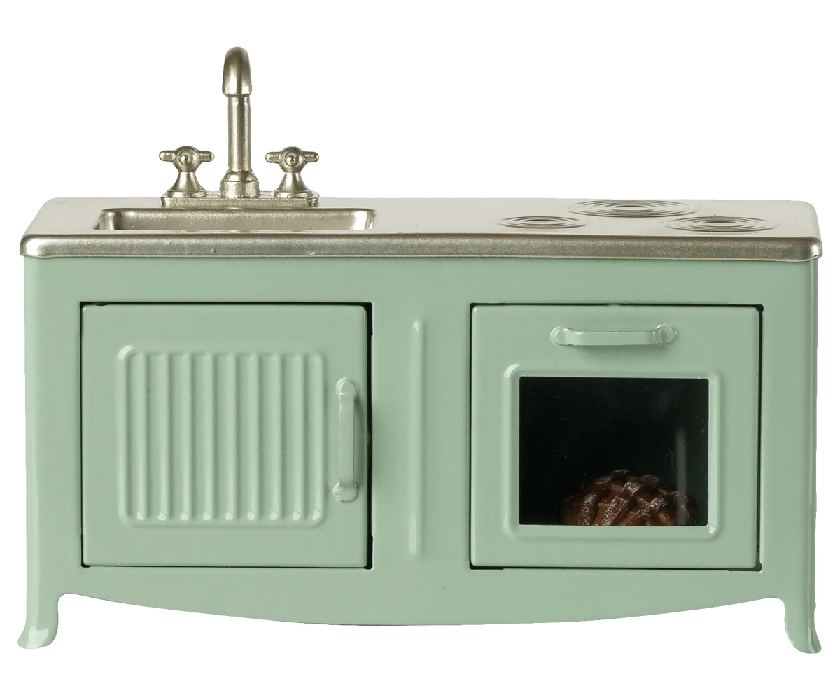 Cucina Maileg per topo color menta con forno e lavello