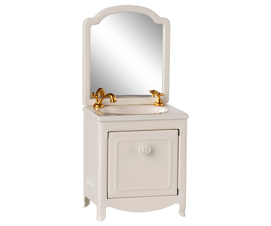 Lavabo Maileg panna per topolini con mobiletto e specchio – accessorio bagno AI25