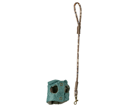 Pettorina e guinzaglio Maileg per cuccioli colore menta scuro