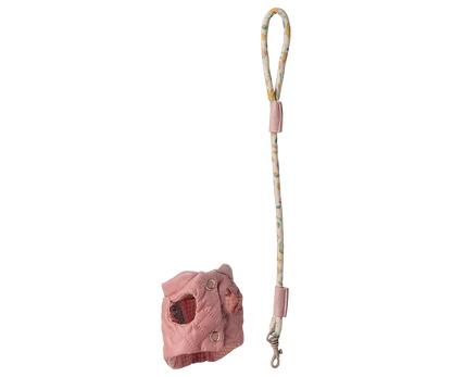 Pettorina e guinzaglio Maileg per cuccioli colore rosa