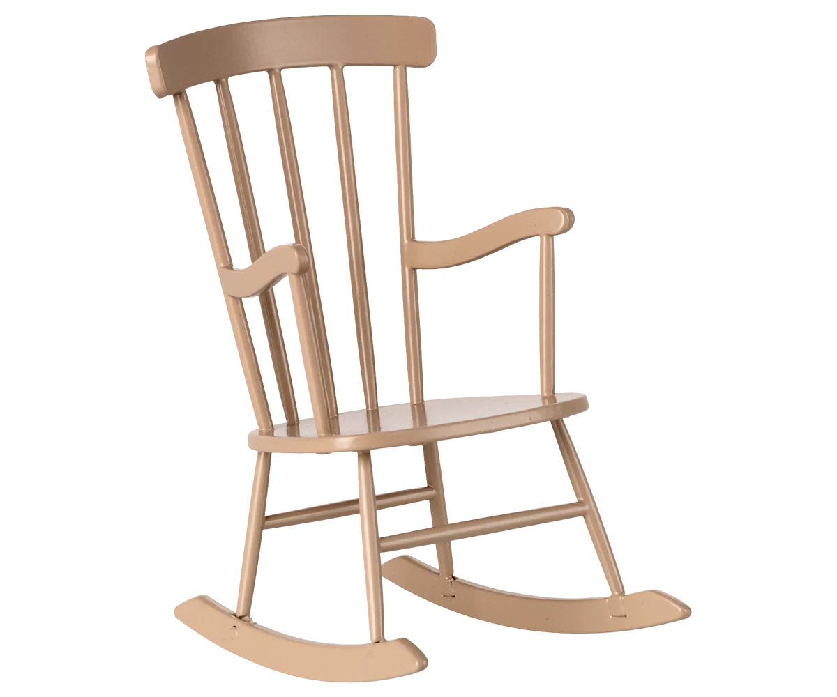 Sedia a dondolo miniatura Maileg Dark Sand in metallo per coniglietti e teddy family
