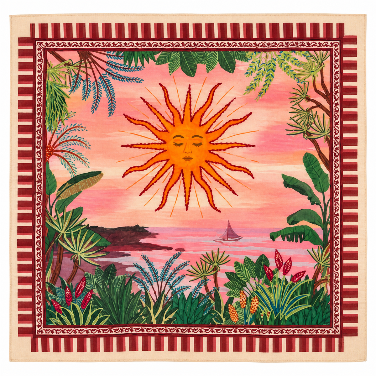 Vismaya – Bandana Marhoon in Cotone Ricamata (Bordeaux)
