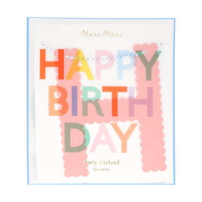 Meri Meri Ghirlanda di carta Happy Birthday con bordo smerlato - Apple Pie