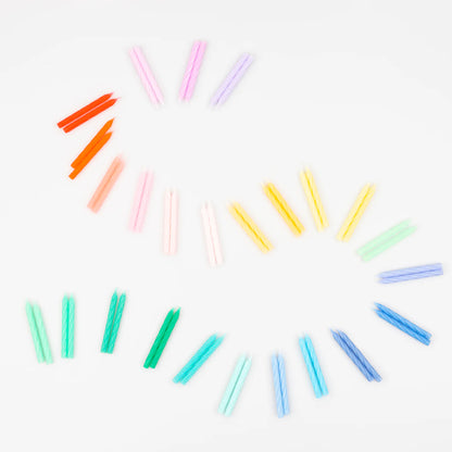 Meri Meri Candeline Mini Arcobaleno Twisted – Set 50 Pezzi Multicolor