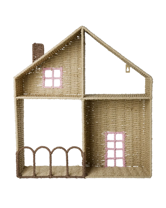 Mensola a muro a forma di casetta rosa Rice Denmark per cameretta bambini