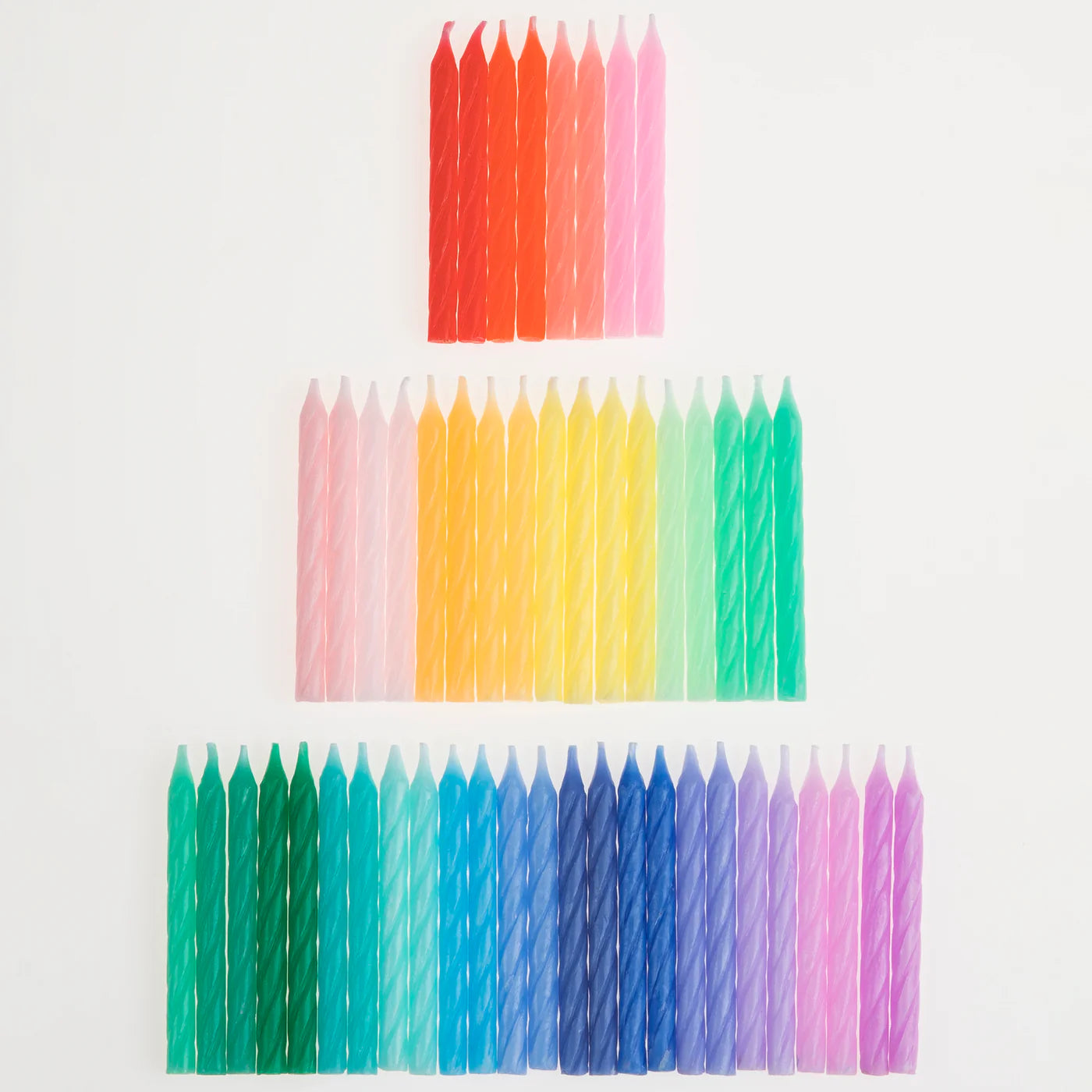 Candeline mini arcobaleno Meri Meri set 50 pezzi twisted multicolor per torta di compleanno