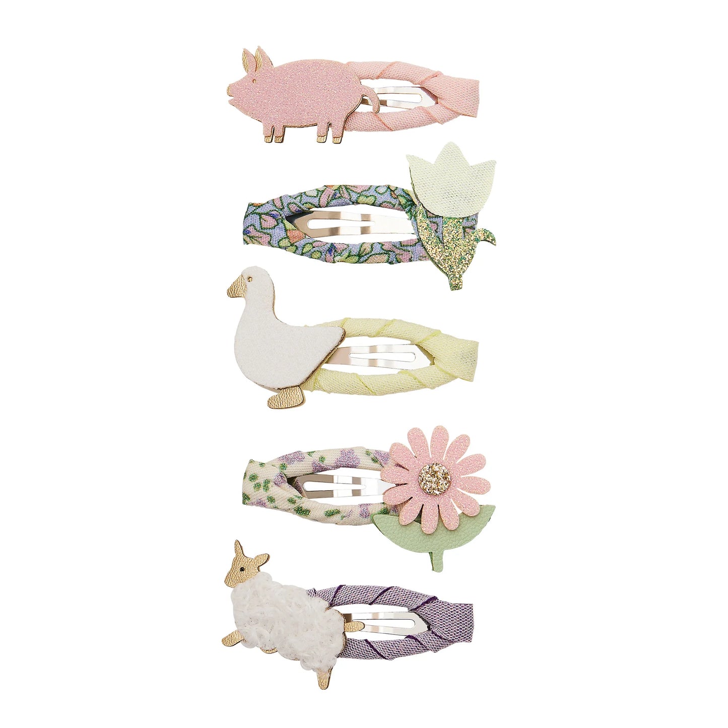 Set 5 fermagli Mimi & Lula Farmyard mini clic clac con animali e fiori per bambina