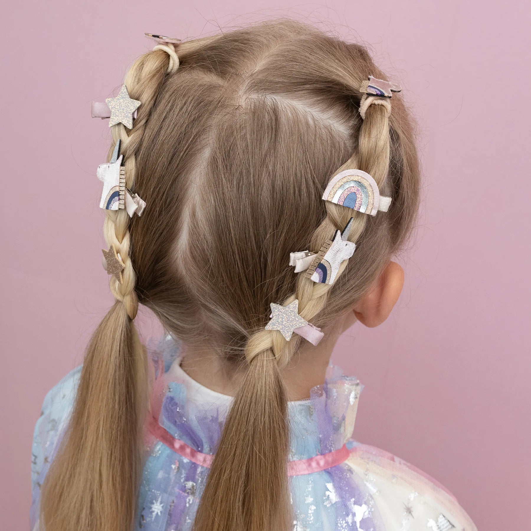 Bambina con fermagli capelli Mimi & Lula Celeste Unicorn Mini Clips con unicorni e arcobaleni