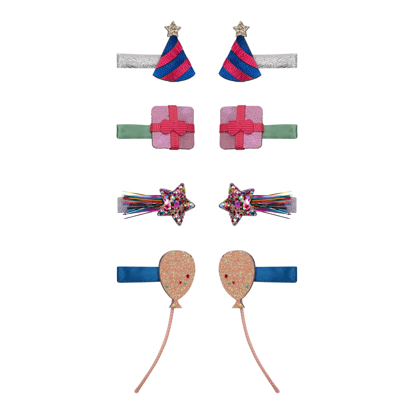 Mimi & Lula set 8 fermagli capelli Birthday Party Mini Clips con cappellini, palloncini e regali