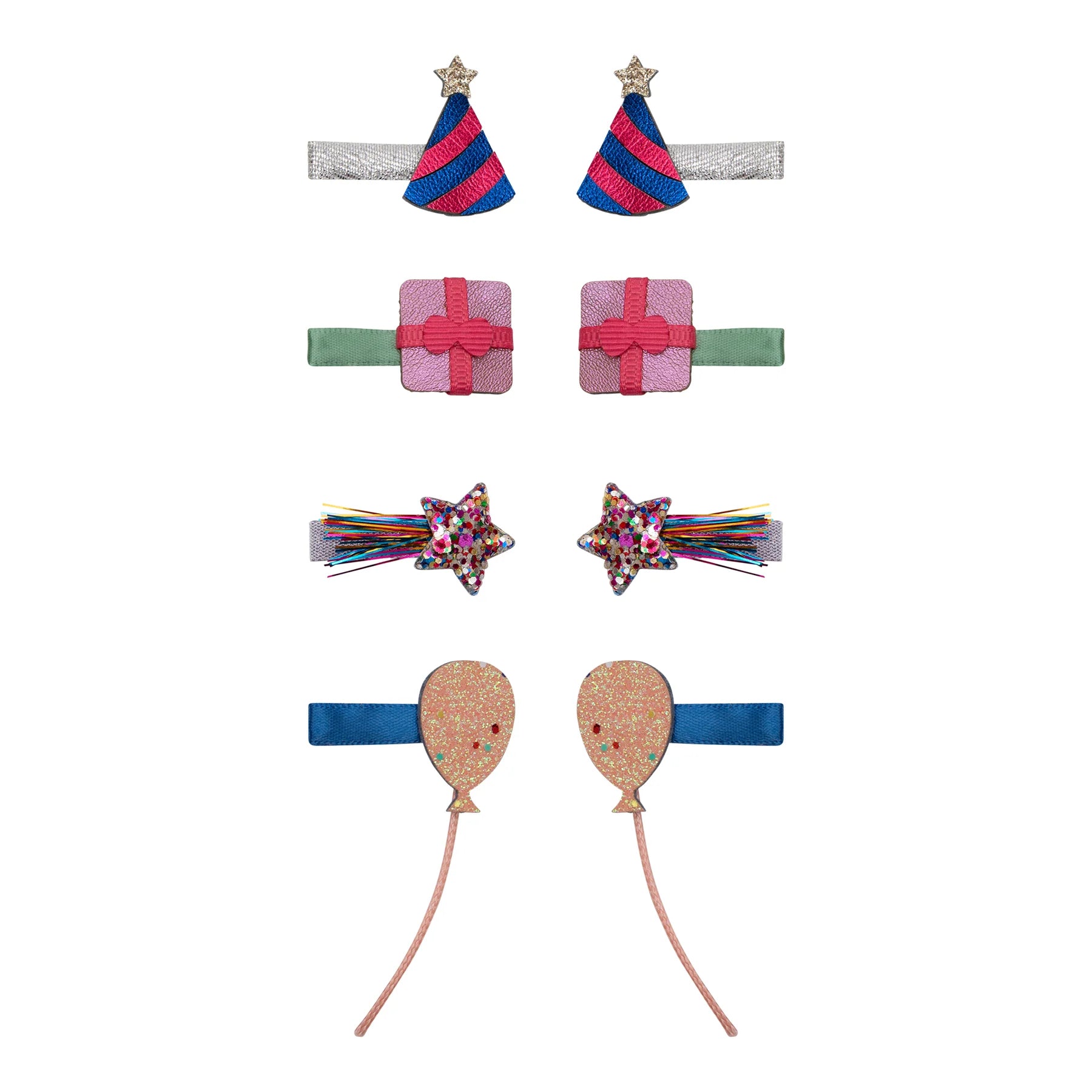 Mimi & Lula set 8 fermagli capelli Birthday Party Mini Clips con cappellini, palloncini e regali