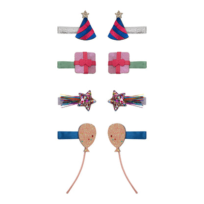 Mimi & Lula set 8 fermagli capelli Birthday Party Mini Clips con cappellini, palloncini e regali