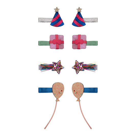 Mimi & Lula set 8 fermagli capelli Birthday Party Mini Clips con cappellini, palloncini e regali