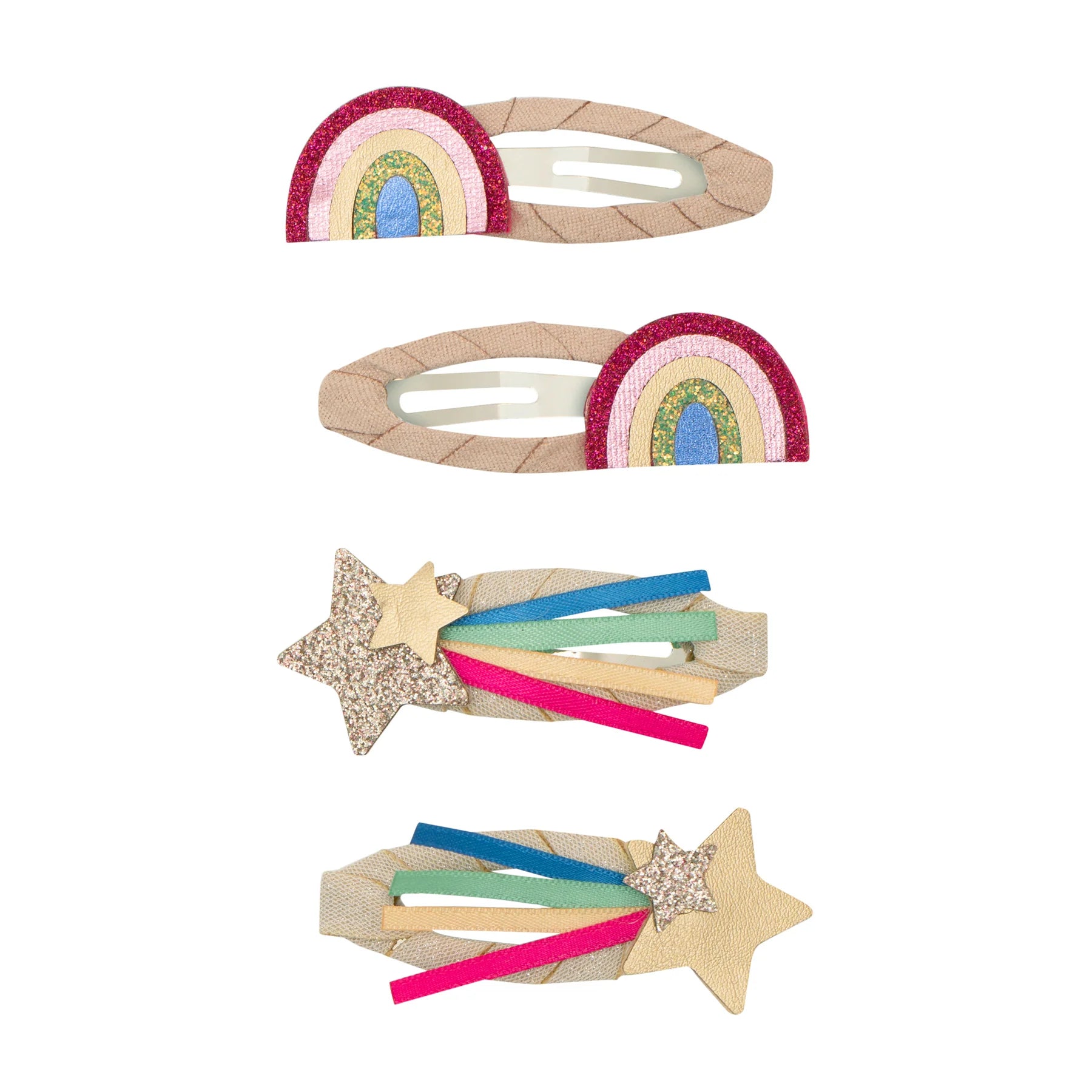Mimi & Lula set 4 fermagli capelli Disco Over the Rainbow con arcobaleni e stelle cadenti colorate