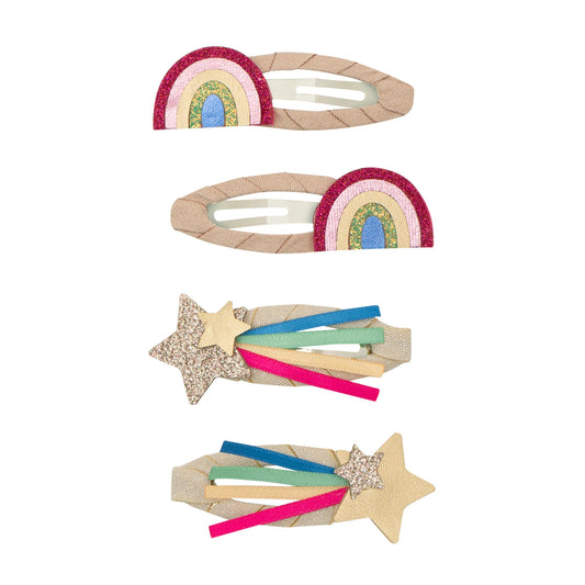Mimi & Lula set 4 fermagli capelli Disco Over the Rainbow con arcobaleni e stelle cadenti colorate