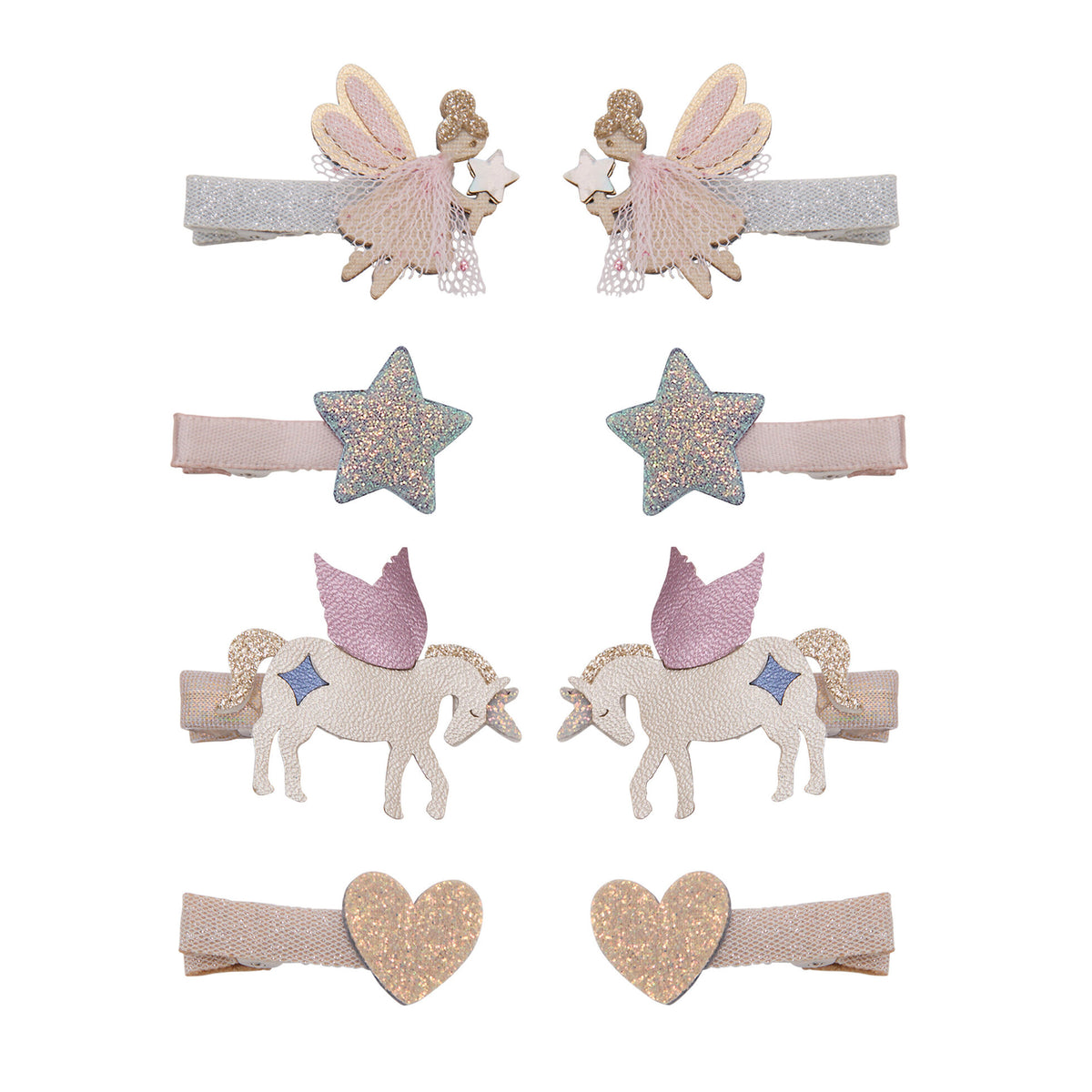 Set 8 fermagli capelli bambina Dreamy Fairy Mimi & Lula con fate unicorni stelle e cuori