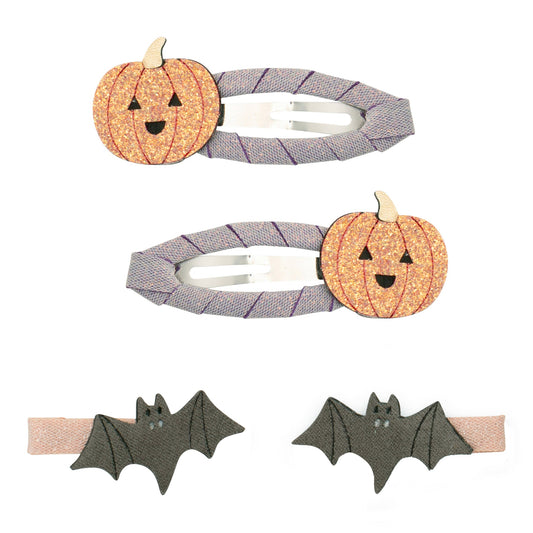 Set di mollette Mimi & Lula con zucche glitterate e pipistrelli neri in tessuto per Halloween