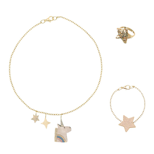 Set gioielli unicorno Mimi & Lula con collana, bracciale e anello decorati con unicorno e stelle