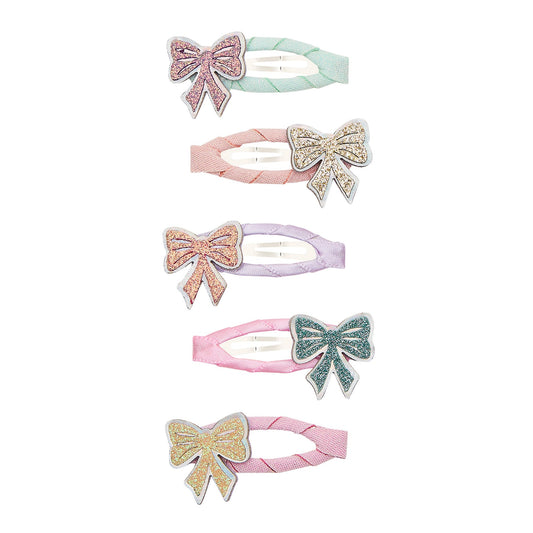 Set 5 fermagli Mimi & Lula Sparkle Bow mini clic clac glitter per bambina colori pastello