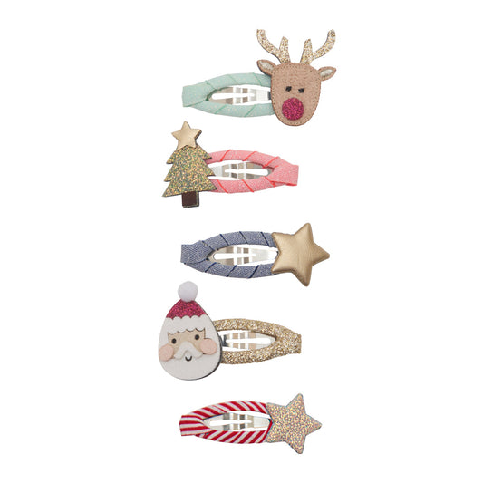 Immagine 1 – Alt text:
Mini clic clac natalizi con Babbo Natale, renna e stelle di Mimi & Lula