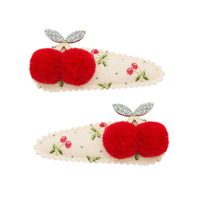Mollette capelli bambina Mimi & Lula Pom Pom Cherries clic clacs con ciliegie pom pom