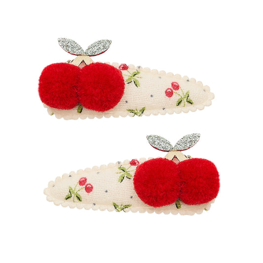 Mollette capelli bambina Mimi & Lula Pom Pom Cherries clic clacs con ciliegie pom pom