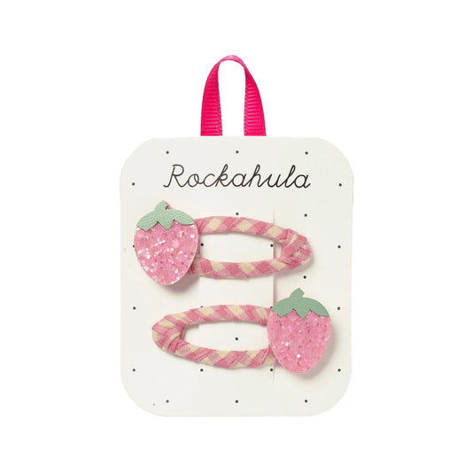 Mollette per capelli bambina Rockahula Strawberry Fields con fragoline glitter rosa