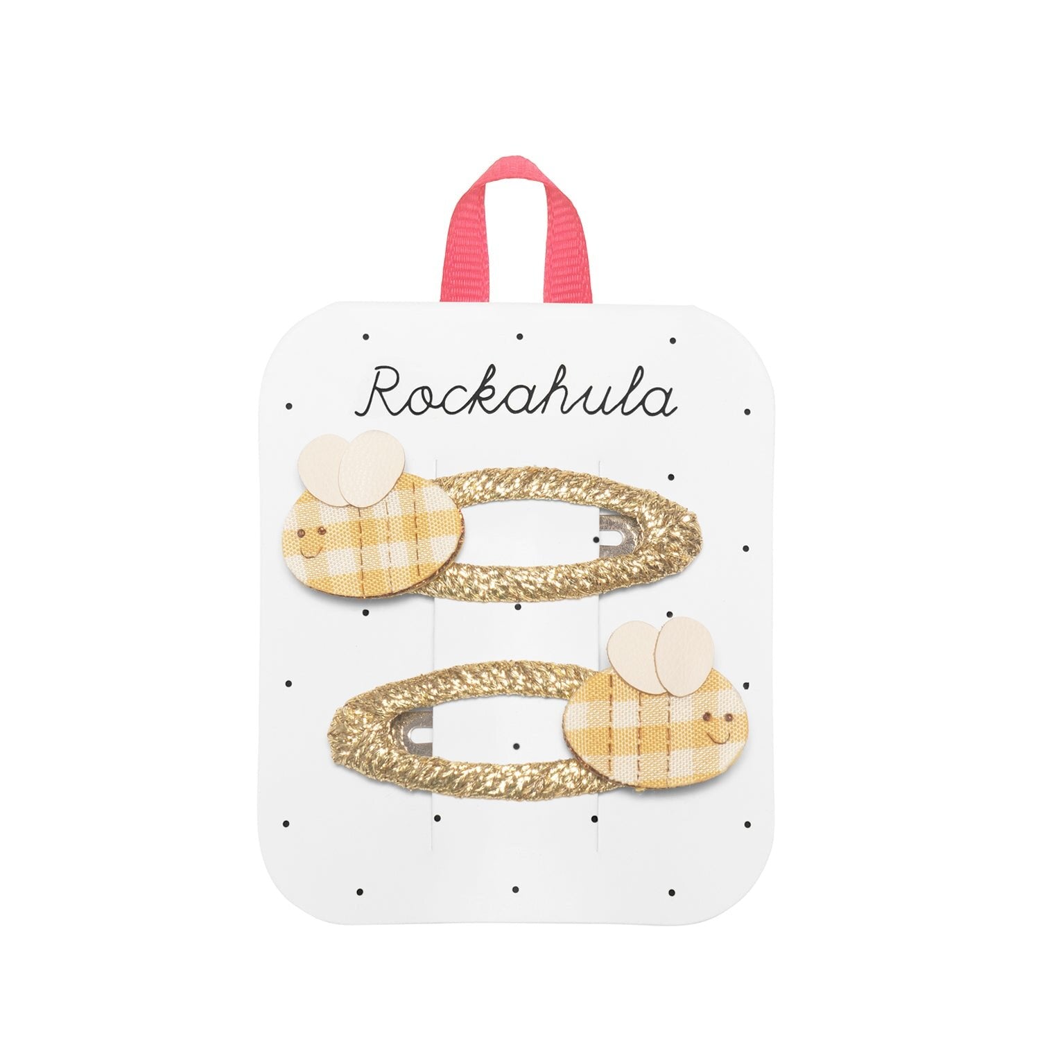 Mollette decorate con la piccola  ape Beryl a quadretti gialli del marchio Rockahula 
