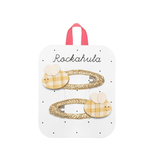 Mollette decorate con la piccola  ape Beryl a quadretti gialli del marchio Rockahula 