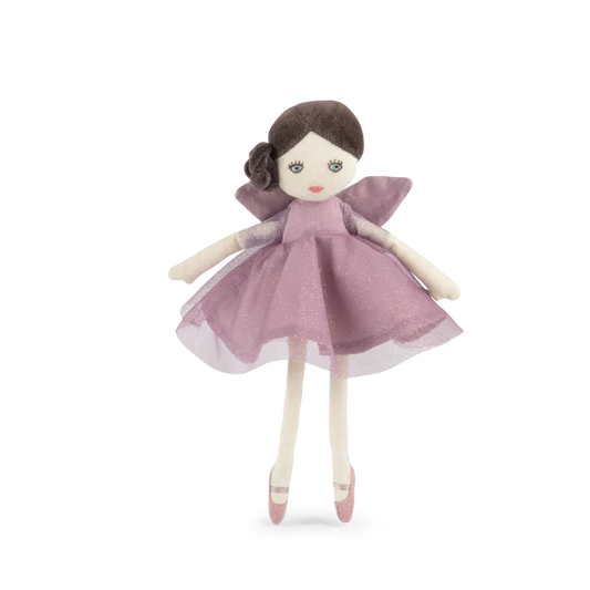 Moulin Roty Bambola Petite Fée Parme Isaline 26 cm con abito parma e ali dorate – Collezione Les Fées