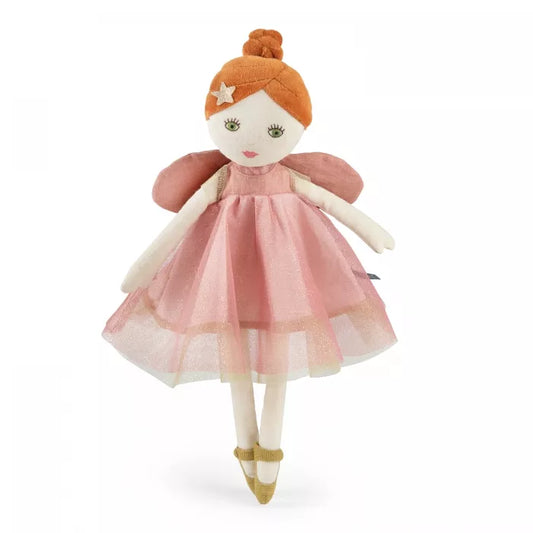 Moulin Roty Bambola Petite Fée Rose Viviane 24 cm con abito blu notte e ali argentate – Collezione Les Fées