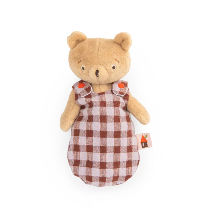 Moulin Roty Bambolino Bébé Émile il Piccolo Orso 16 cm con gigoteuse a quadretti – Collezione Les Minouchkas