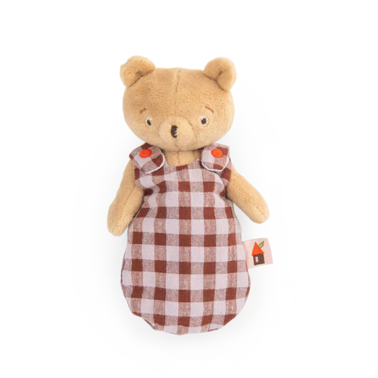 Moulin Roty Bambolino Bébé Émile il Piccolo Orso 16 cm con gigoteuse a quadretti – Collezione Les Minouchkas