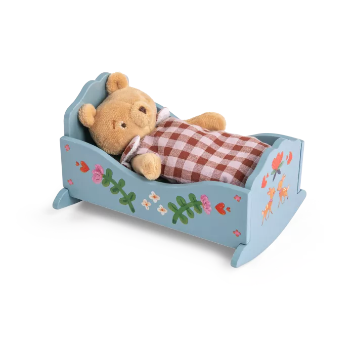 Moulin Roty Culla in legno con materassino a quadretti – Collezione Les Minouchkas