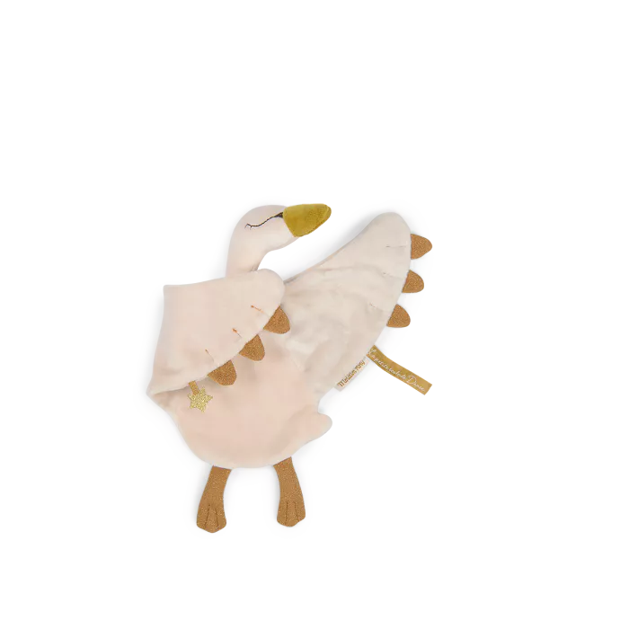 Doudou cigno oro Moulin Roty La Petite École de Danse in velluto crema con becco dorato 30 cm