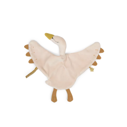 Doudou cigno oro Moulin Roty in velluto morbido con dettagli dorati, regalo nascita elegante