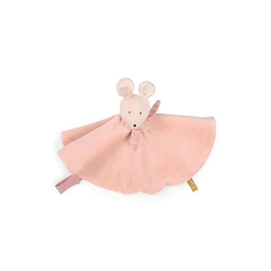 Doudou portaciuccio Moulin Roty topolina rosa in velluto cipria e crema, 25 cm