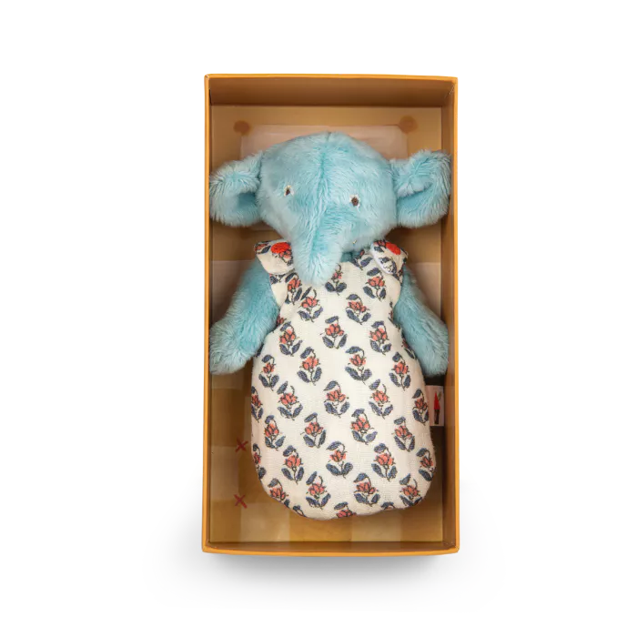 Bambolino Moulin Roty Les Minouchkas Bébé Pablo l’Elefante con gambe articolate e dettagli poetici