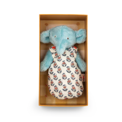 Bambolino Moulin Roty Les Minouchkas Bébé Pablo l’Elefante con gambe articolate e dettagli poetici